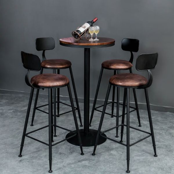 Industrial 1/3/5 Pieces Bar Table Set Round Pine Wood Counter Table with High Stools