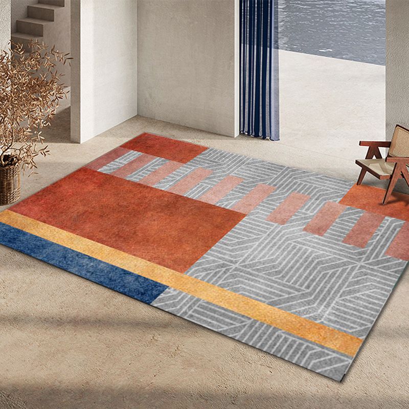 Tapis graphique en vert foncé Rapis graphique Polyester Tapis résistant aux taches pour la décoration intérieure