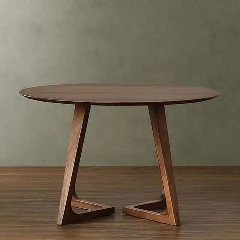 Modernism Single Wood Sled Legs Coffee Table Round Cocktail Table