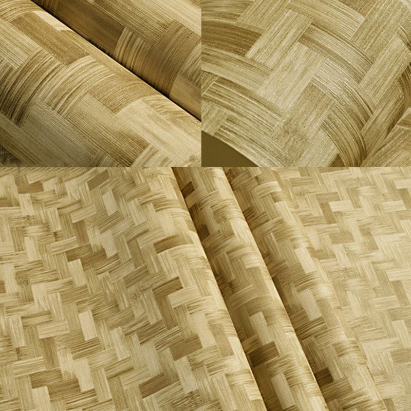 Nostalgic Bamboo Texture Wallpaper for Dress Shop and Hotel Non-Pasted 20.5"W x 33'L Wall Decor Zigzag Pattern