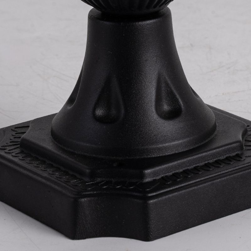 LED Black Pillar Lamp Waterproof Outdoor Light with Glass Shade for Garden