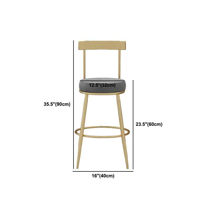 Glam Round Counter Height Stools Grey and Gold Footrest Upholstered Counter Bar Stool