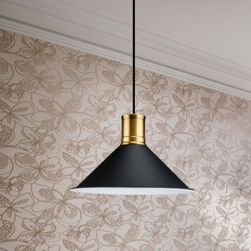 Metallic Black Finish Anhänger Beleuchtung Conic 1 Leichte industrielle Vintage -Suspension Licht für Schlafzimmer, 8,5 "/10,5" Breite