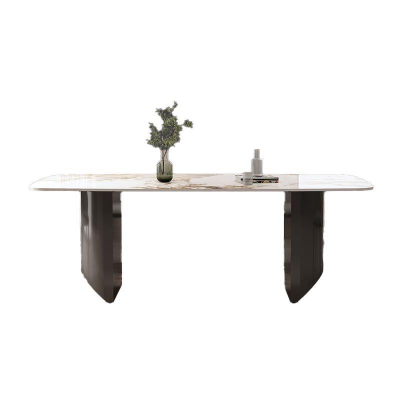 Industrial Sintered Stone Dining Table Rectangle Dining Table for Dining Room