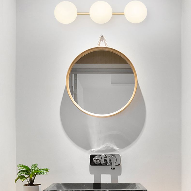 Postmodern Globe Vanity Sconce Lights Milk Glass Wall Mount Light Fixture for Bathroom