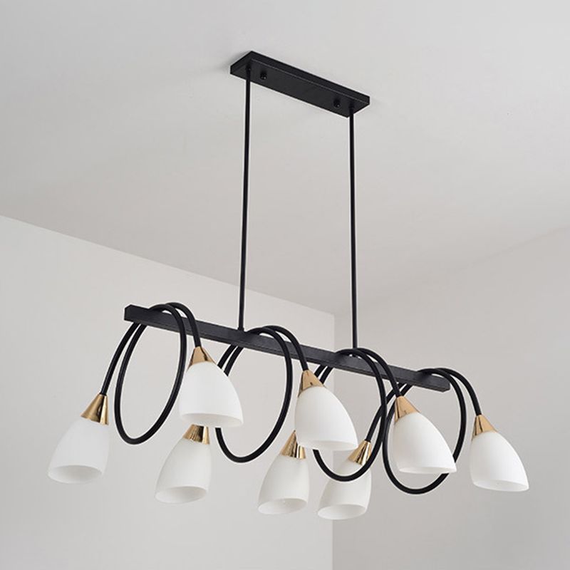 Sala da pranzo isola lampada a piede a sospensione in stile Nordic Black Island con tonalità in vetro cono