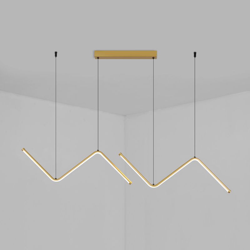 Modern Style Linear Pendant Light Fixtures Metal 2 Lights Led Hanging Lamp
