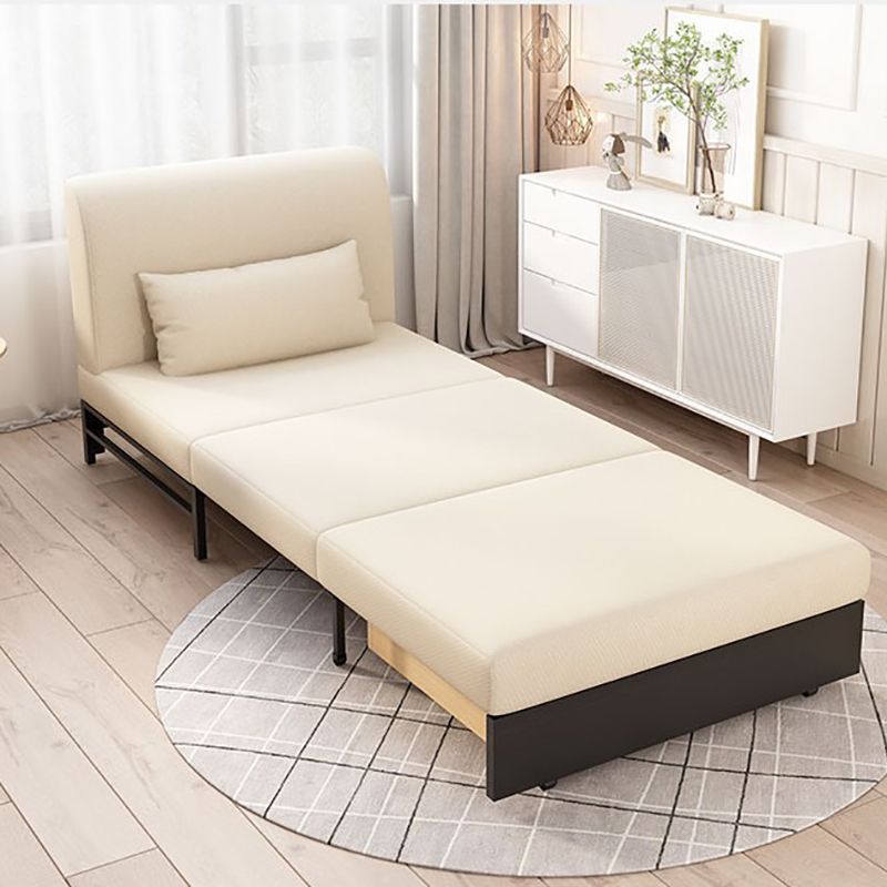 Creamy-white Contemporary Linen Armless Sofa Bed Standard Sofa for Living Room