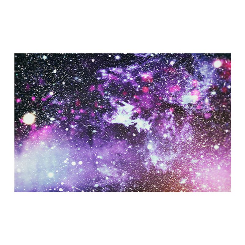 Purple Modern Rug Polyester Starry Sky Rug Stain Resistant Rug for Home Decor