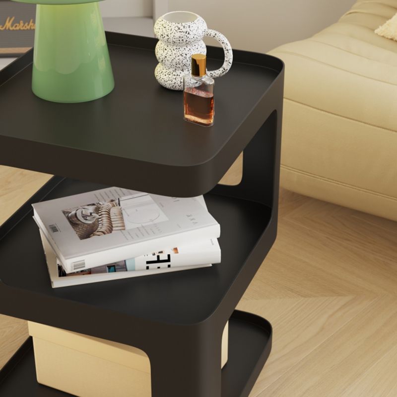 21.65" Tall Metal End Table Sqaure Top Accent Side Table With Shelves