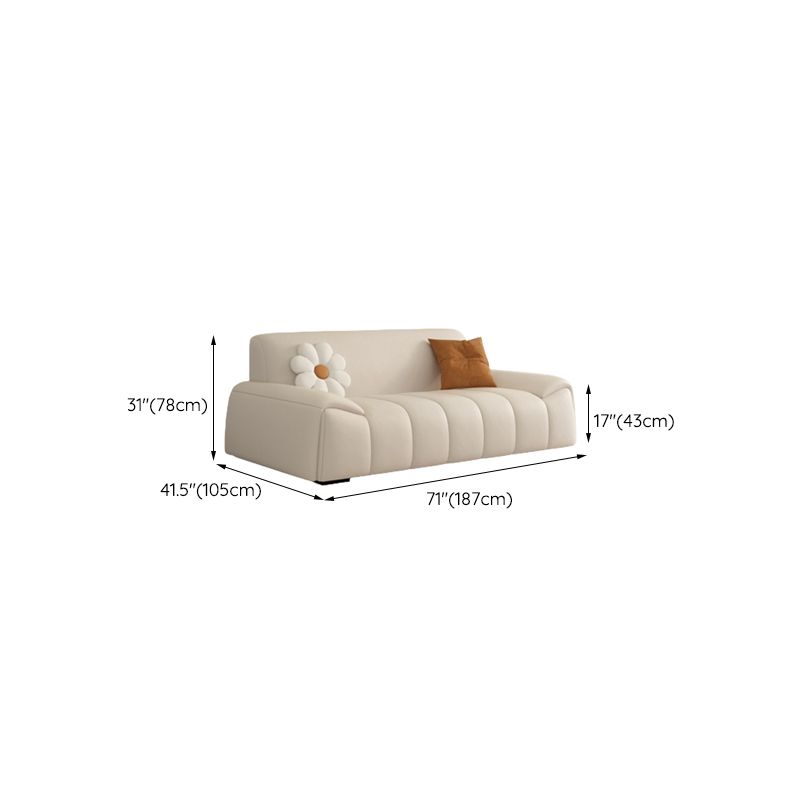 Genuine Leather Cream Sofa Modern 30.7" H Pillow Top Arm Sofa