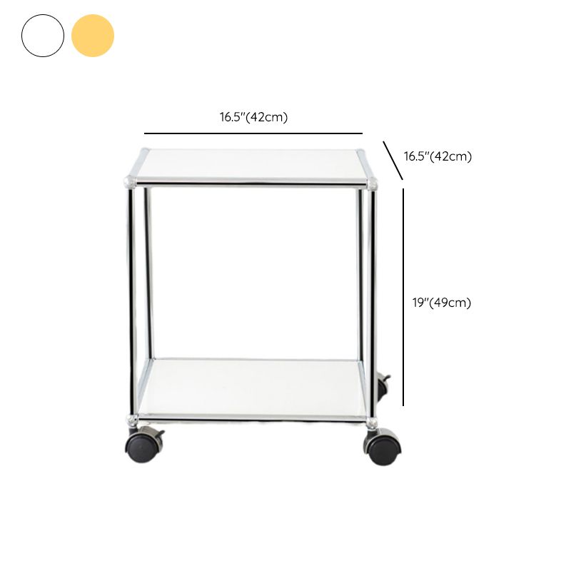 16.5" W Square End Table Modern 1-Shelf Side Table with Casters