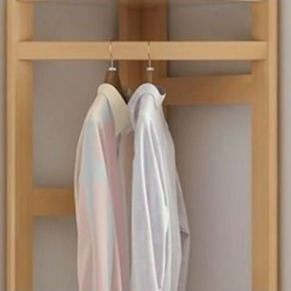 Wooden Coat Rack Two Storage Shelves and Hanging Rail Hall Stand Coat Rack