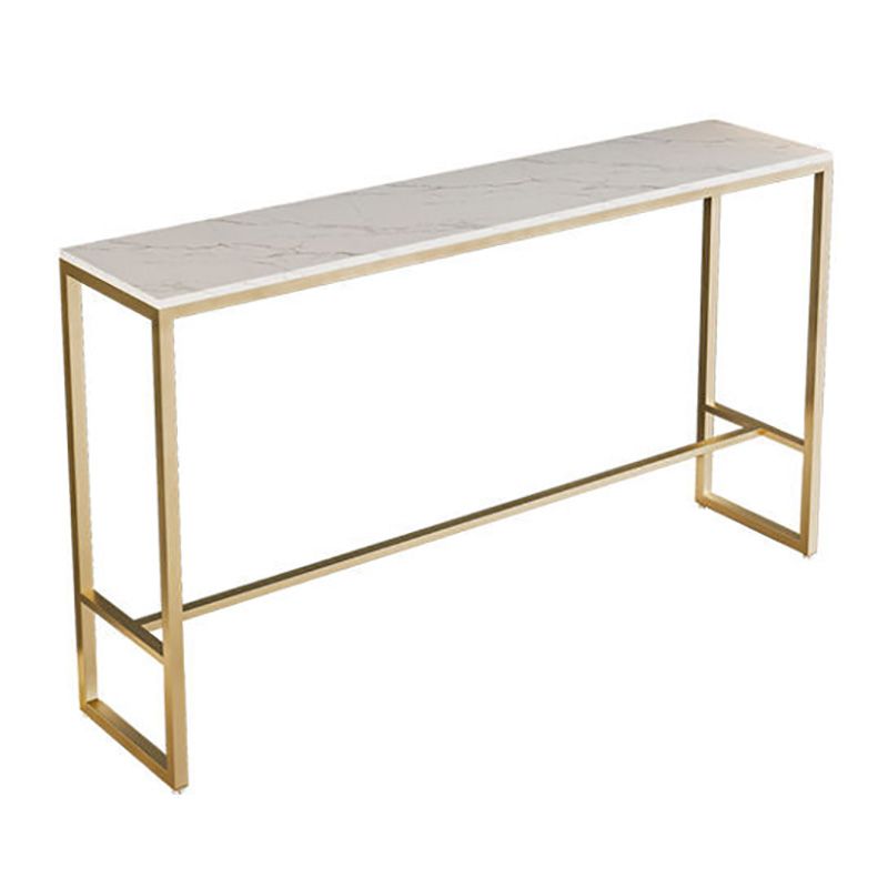 Glam Indoor Bar Dining Table White Faux Marble Rectangle Counter Table