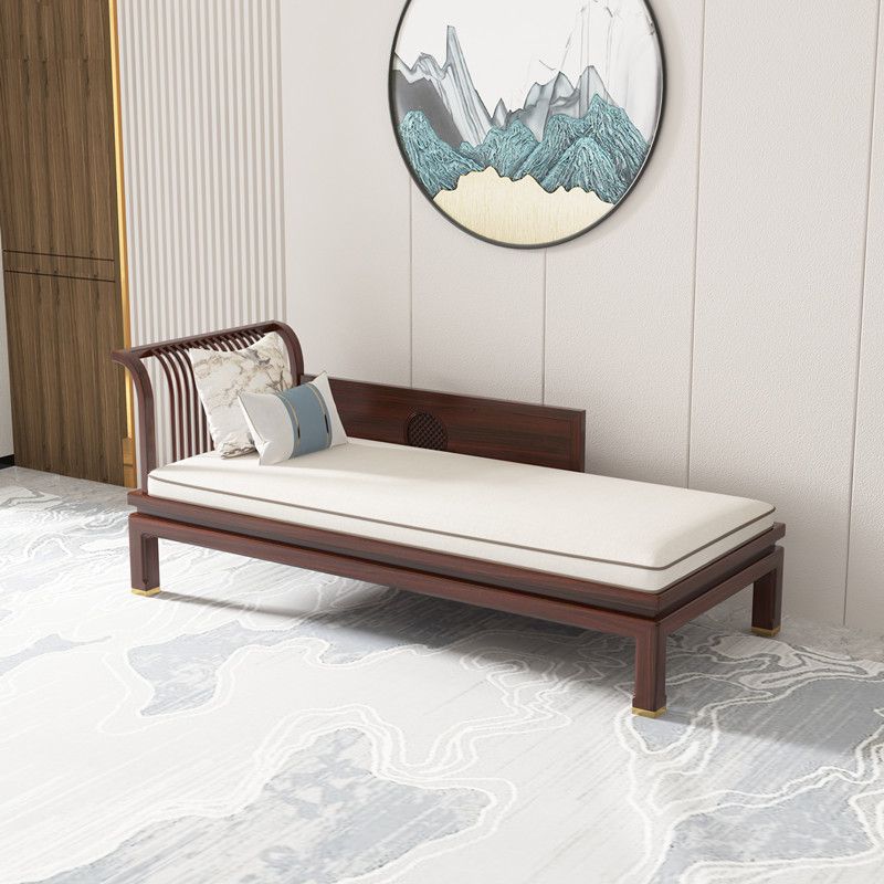 Living Room White Chaise Square Arms Modern Chaise Lounge with Wooden Base