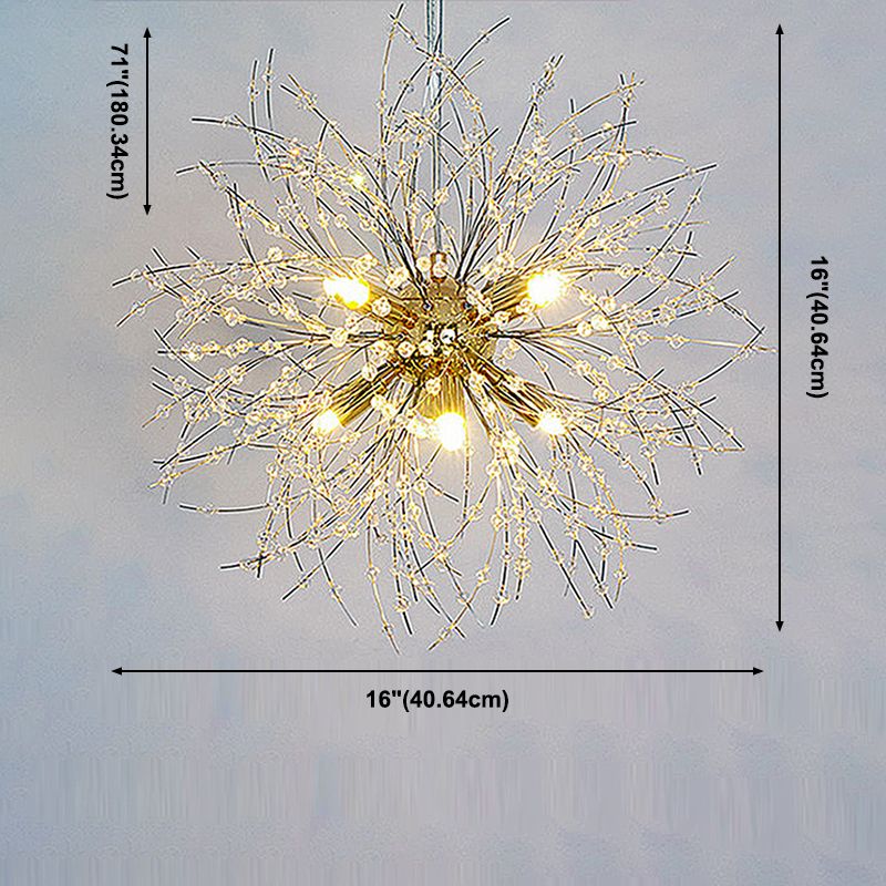 Modern Chandelier Light Fixtures Dandelion Suspension Pendant Lamps with Crystal Beads