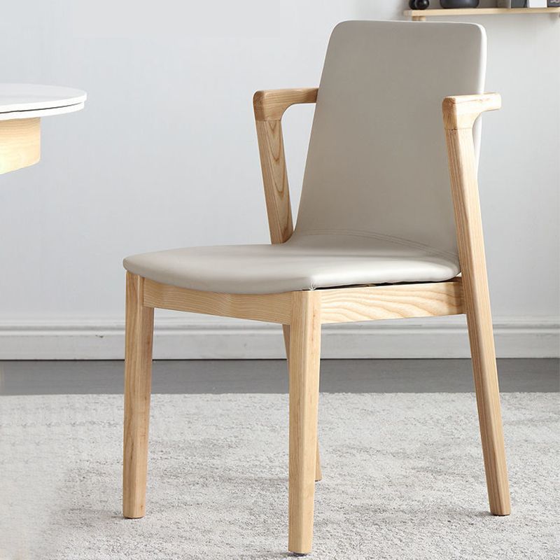 Wood Kitchen Dining Side Chair Upholstered Dining Chair in White
