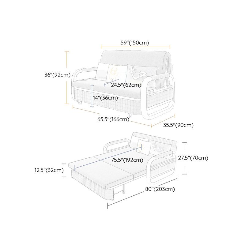 Pillow Included Sofa Futon Cushion Back Round Arms Sleeper Sofa