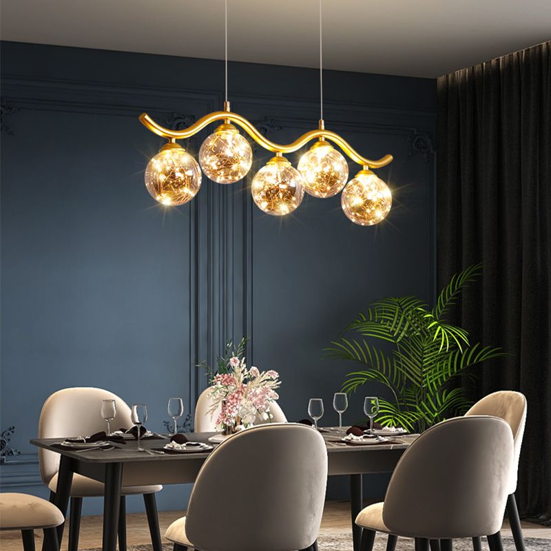 Kugelförmige Forminselanhänger zeitgenössisches Glas 5 leichte hängende Lichter