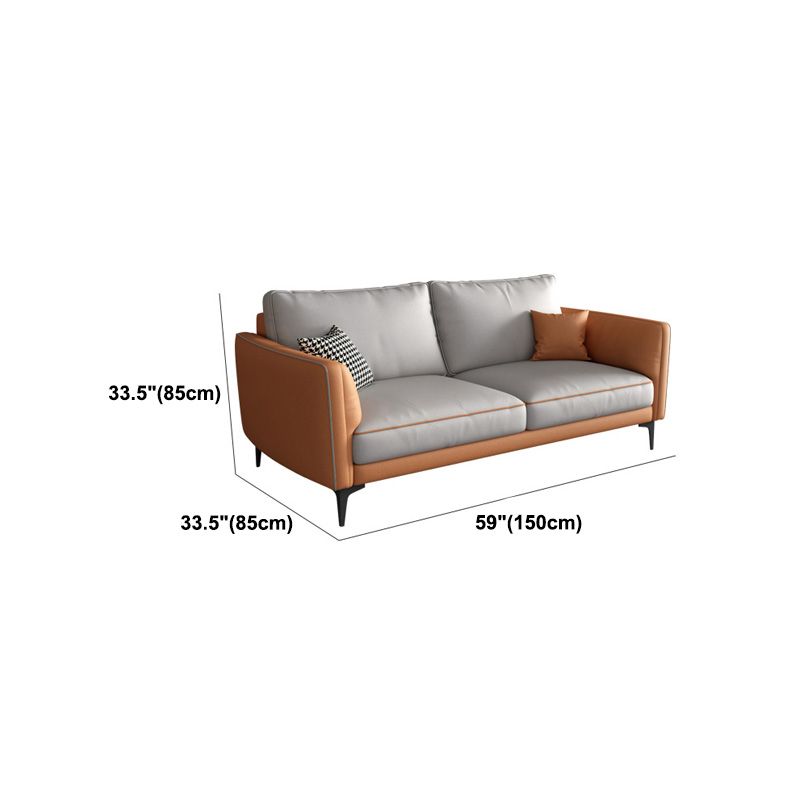 Light-grey Faux Leather Sofa/Sectional Stain-Resistant Square Arm Sofa