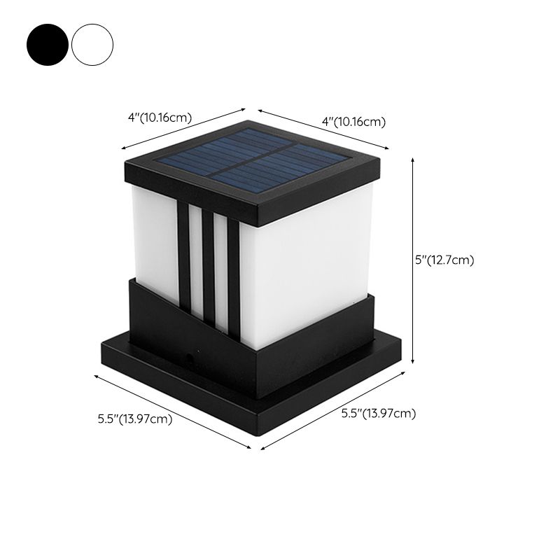 Modern Square Shape Solar Energy Pillar Lamp with Plastic Shade for Outdoor