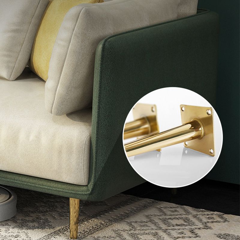 Imitation Leather Sofa with Pillow Back Square Armrest Latex Seat Filled with Wood