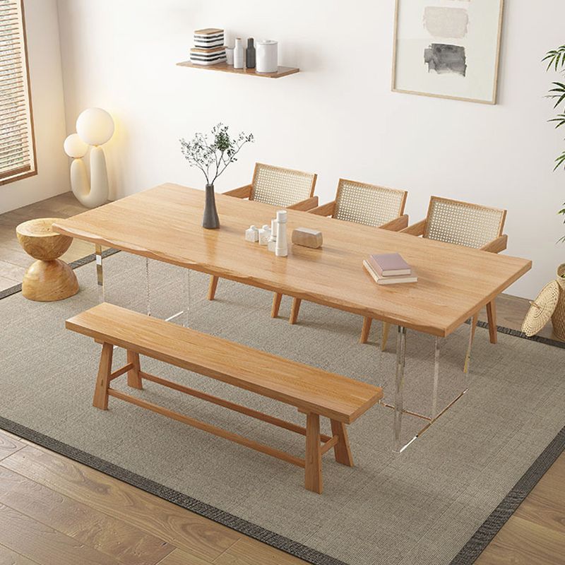 Modern Dining Wood Table Dining Rectangle Table with Plastic Legs