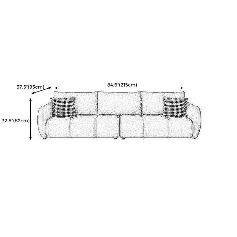 Contemporary Stationary Living Room Couch Tuxedo Arm 3-seat Sofa