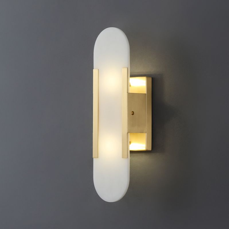 Modern Simple Wall Sconce 2 Head Marble Wall Mounted Light Fixture for Living Room