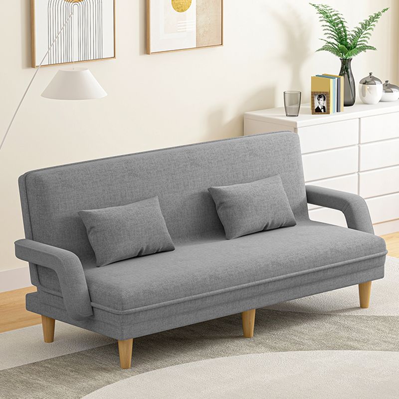 Scandinavian Removable Cushions Fabric Square Arms Futon Sleeper Sofa Bed