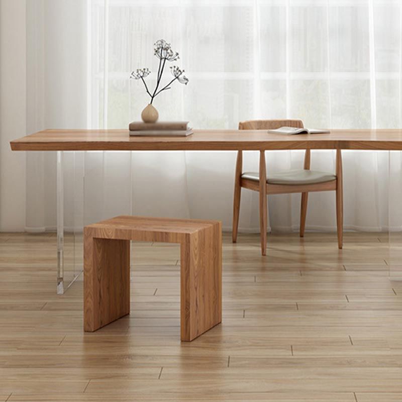 Contemporary Solid Wood Table for Restaurant Rectangle Table with Acrylic Base