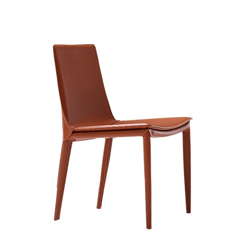Leather Dining Chair Minimalist Design Solid Back Armless Dining Chair