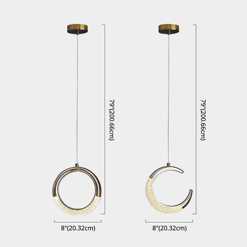 Geometric Hanging Ceiling Light Modern Acrylic LED Bedroom Pendant Light Fixture in Gold