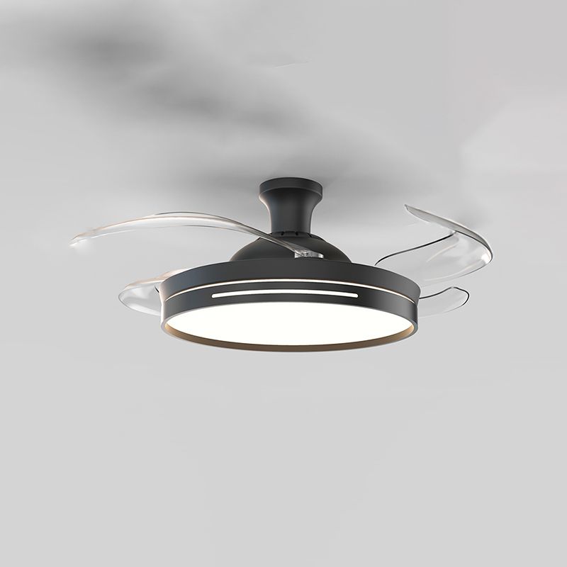 Reversible Blades LED Fan Light Minimalist Dining Room Semi Flush Mount Ceiling Light