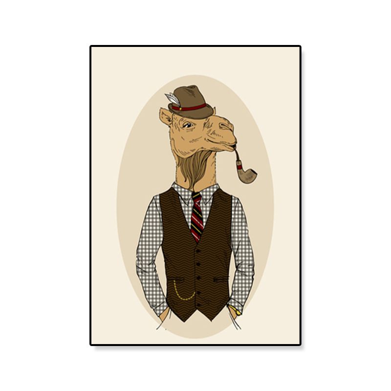 Gentleman Mr Deer Wall Art Kids Cool Animal Canvas Print in Pastel Color for Bedroom