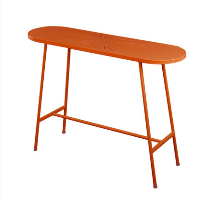 Modern Oval Pub Table Metal Bar Height Table with Footrest for Outdoor