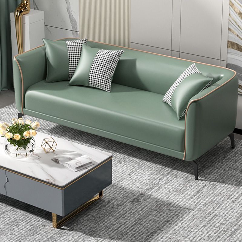 25" Wide Contemporary Sofa 3 Seater Leather Seating with 3 Pillows