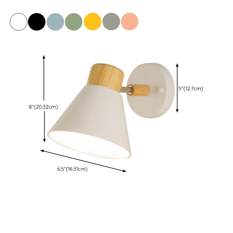 Metal Shaded Wall Light Modernism Wood Lighting for Living Room Foyer