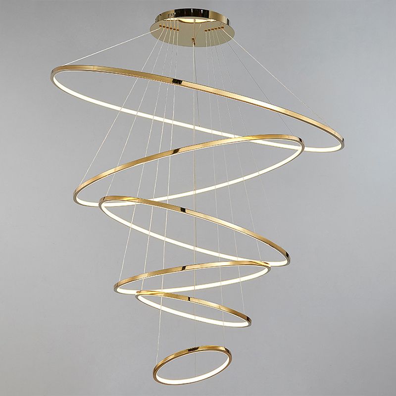 Moderne Ring Opgebroken verlichtingsarmatuur Metallic Pendant -verlichtingsarmaturen voor restaurant