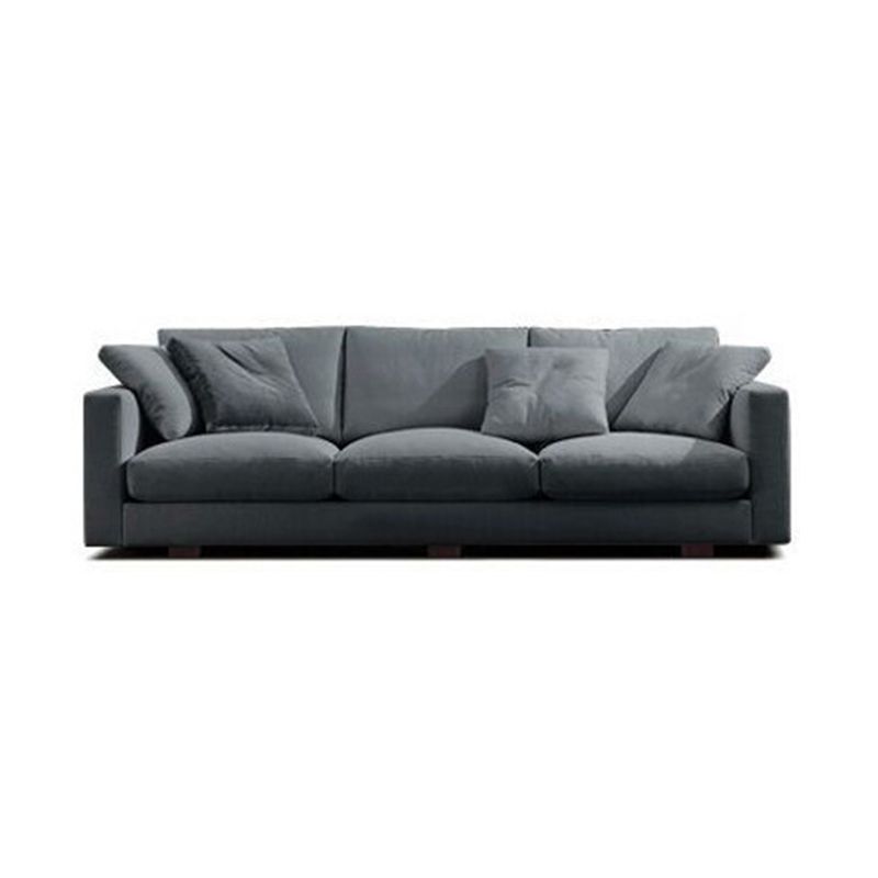 Contemporary Slipcovered Living Room Square Arm Pillows Seating