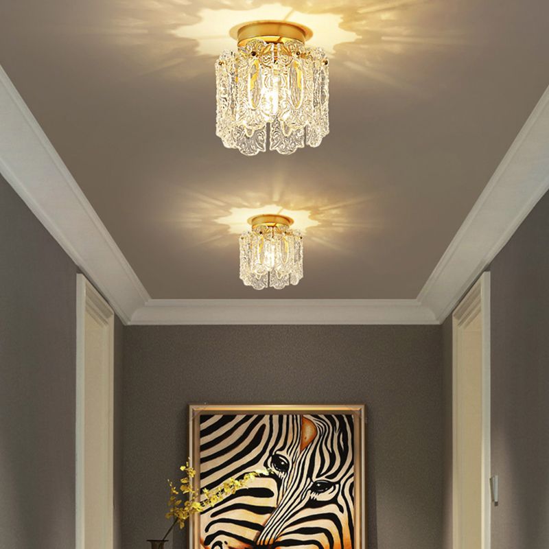 Crystal Lighting Fixture Gold Modern Flush Mounted Ceiling Lights for Foyer