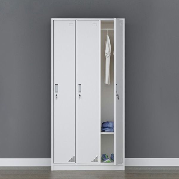 Modern Style Gray Storage Cabinet with Hinged Doors Metal Cabinet for Bathroom
