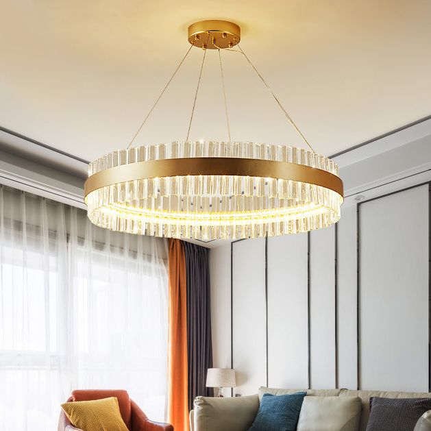 Lámpara de vidrio de cristal redondo de lámpara de oro de estilo sencillo lámparas colgantes para sala de estar