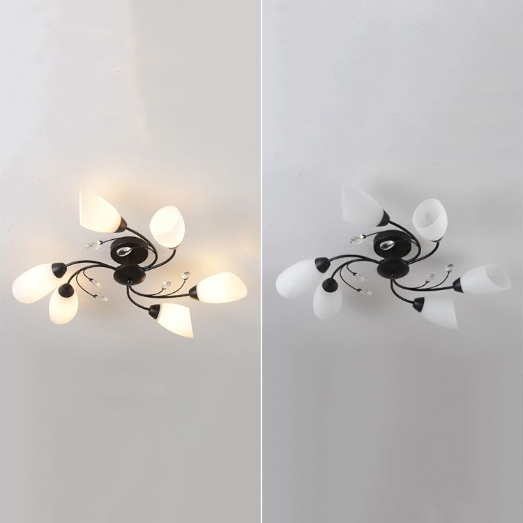 Lámpara tradicional de la semi rascada iluminación de techo de dormitorio múltiple con tono de vidrio de campana