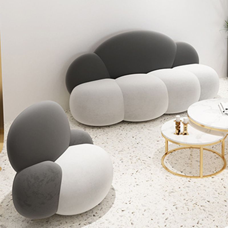 29.52" Wide Velvet Curved Sofa Cloud Shape Armless Sofa for Living Room