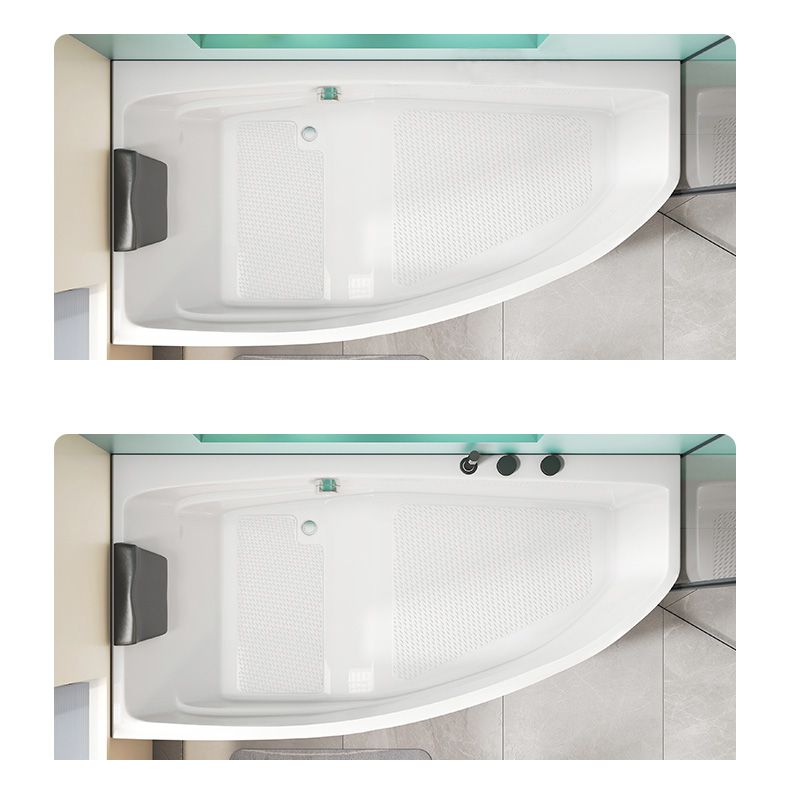 Modern Corner White Bathtub Back to Wall with Drain Bath Tub