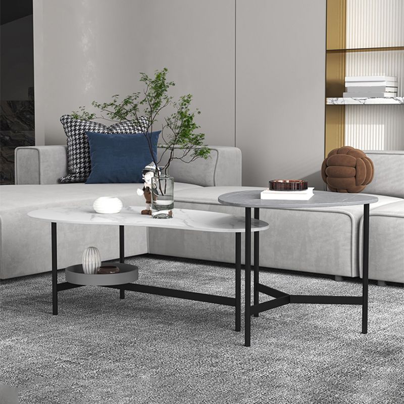 3 Legs Slate Coffee Table Free-Form Nesting Coffee Table Set