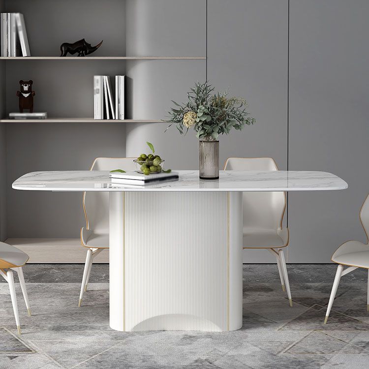Table à manger en pierre frittée, ton blanc, guéridon de luxe pour salle à manger
