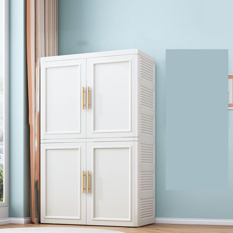 Plastic Wardrobe Cabinet with Garment Rod Hinged Wardrobe Closet