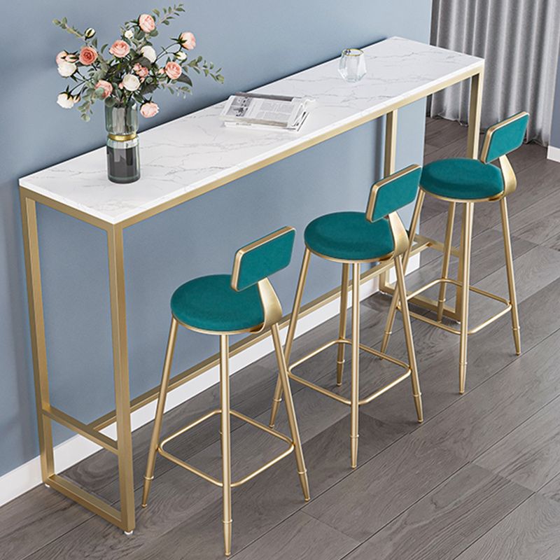 Nordic Armless Backrest Counter Stool Iron Dining Room Bar Stool with Cushion and Pedal